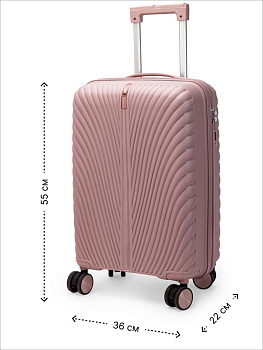 Чемодан на колесах S (36х22х55см) молния розовый PP 000000000001226540