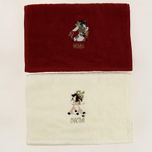 Набор полотенец "Телята" 30х60см-2шт, 100% хлопок 340г/м2, МИКС 5003912 000000000001202339