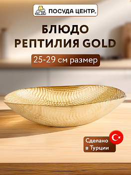 Блюдо овальное 25-29см GLASSCOM Рептилия Gold стекло 000000000001219154