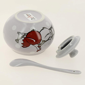 Сахарница с ложкой 10х10х9см OLAFF Куры подарочная упаковка керамика YU-11137 000000000001197962