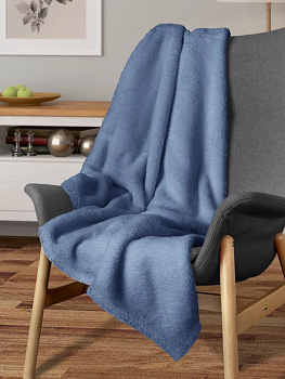 Плед 150х200см DE'NASTIA Тэдди синий полиэстер 000000000001184235