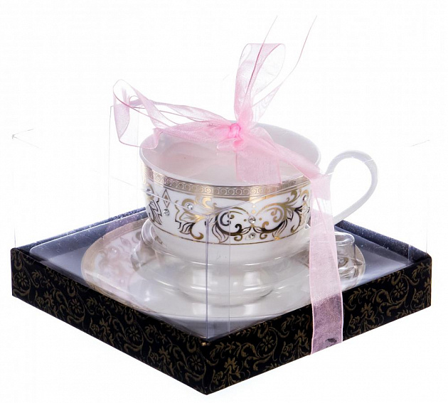 Чайная пара (чашка 230мл) BALSFORD Passion подарочная упаковка с бантом фарфор 000000000001193950