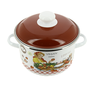 Кастрюля 3л СТАЛЬЭМАЛЬ Хозяюшка глубокая цилиндрическая белоснежная эмаль 000000000001206218