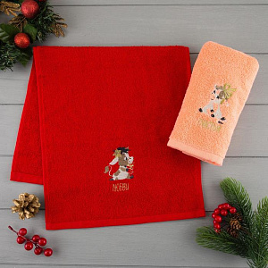 Набор полотенец "Телята" 30х60см-2шт, 100% хлопок 340г/м2, МИКС 5003912 000000000001202339