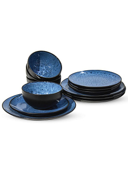 Набор столовой посуды 12 предметов (тарелка обеденная 26см-4шт/тарелка десертная 22см-4шт/салатник 14см-4шт) керамика 000000000001227115