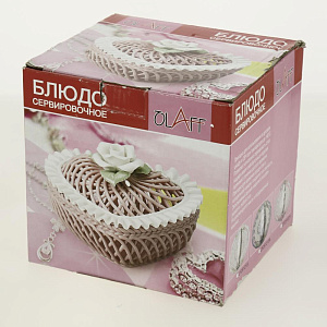 Конфетница OLAFF Сердечко КРУЖЕВА ажурная с крышкой JF-252093R 000000000001163486