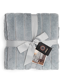 Плед DE'NASTIA Кролик с полосами 200х220 100%полиэстер серый T040147 000000000001200629