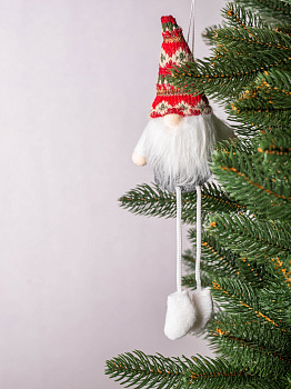 Декоративное украшение Дед Мороз с бородой и ногами 11х7х29см MANDARIN полиэстер 000000000001209339