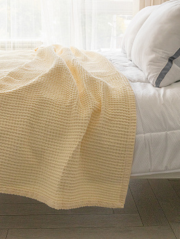 Покрывало 200x220см DE'NASTIA вафельное молочный хлопок 000000000001228487