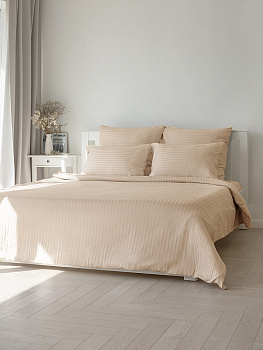 Пододеяльник 200x220см DE'NASTIA бежевый страйп-сатин 1см хлопок 100% 000000000001208197