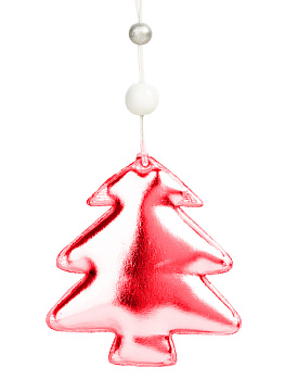 Новогоднее подвесное украшение Блестящая красная елка из полиуретана 8x1,5x9см 81432 000000000001201831