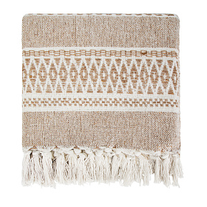 Плед 190х220см LUCKY ETNIC SGTH-1238 узор/полоска бежевый экрю хлопок 100% 000000000001218041