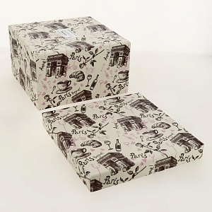 Коробка 25х25х15см Утро в Париже подарочная квадрат 000000000001205103