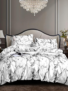 Комплект постельного белья 2,0сп СОФТИ (пододеяльник 180х218см, простыня 182х220см, наволочка 50х70см-2шт) Мрамор полиэстер/хлопок 000000000001226146