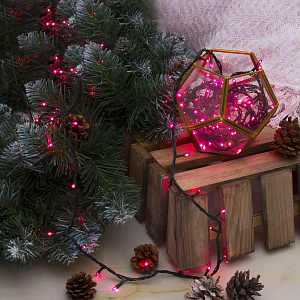 Гирлянда-Нить 7м 180LED LUAZON LIGHTING IP20 8 режимов 220В тёмная нить свечение розовое 000000000001207995