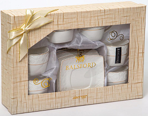 Набор кофейный фарфор 12шт (6 чашек 100мл + 6 блюдец) подарочная упаковка Нежность Balsford 179-01003 000000000001200574