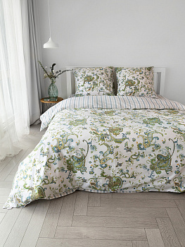 Комплект постельного белья2спDE'NASTIA(пододеяльник175х210см простыня215х240см наволочки70x70см-2шт)BotehОгурцы/Полоска белый/зеленый/синийЖатыйХлопок 000000000001227509