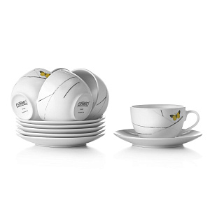 Набор чайный 12 предметов (чашка 250мл-6шт/блюдце 16см-6шт) ESPRADO Primavera твердый фарфор 000000000001153688