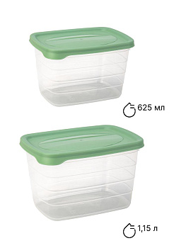 Набор контейнеров 2шт 625мл/1,15л в ассортименте пластик 000000000001228396