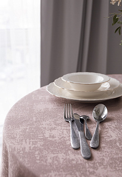 Скатерть 180см DE'NASTIA эффект потёртости бежевый жаккард полиэстер 000000000001211745