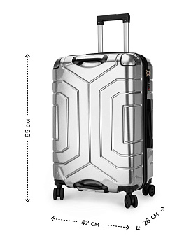 Чемодан на колесах M (42х26х65см) соты серебро PC 000000000001226586