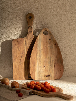 Доска разделочная 45x25x1,5см DE'NASTIA вытянутая ручка акация 000000000001221812