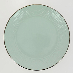 Тарелка десертная 19,7см LUCKY Точки металлическая кайма мятный керамика 000000000001211241