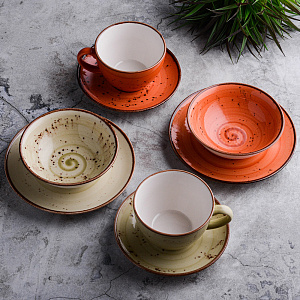 Набор столовой посуды 8 предметов TULU PORSELEN Lime green/Pumpkin фарфор 000000000001212346