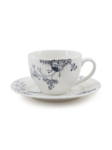 Пара чайная 240мл DE'NASTIA Флер Графит белый фарфор 000000000001229631