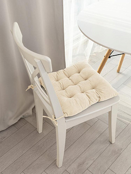 Подушка на стул 40х40см DE'NASTIA молочный вельвет полиэстер 000000000001226736