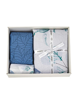 Комплект постельного белья 2,0сп LUCKY (пододеяльник 175х215см, простыня 200х220см, наволочки 50х70см-2шт) Эвкалипт акварель сатин хлопок 000000000001225226