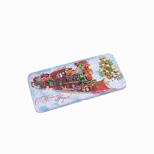 Подарочная коробочка Новогодний поезд для денег Конверт для денег из черного окрашенного металла / 16,6х7,6х1см арт.78119 000000000001179827