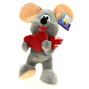 Мягкая игрушка Мышь 0025 с сердцем 25см КМИ5289 000000000001192075