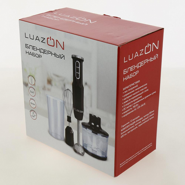 Блендер LUAZON HOME LBR-02 погружной 650Вт 3скорости стакан 0,6л измельчитель венчик 2813367 000000000001205695