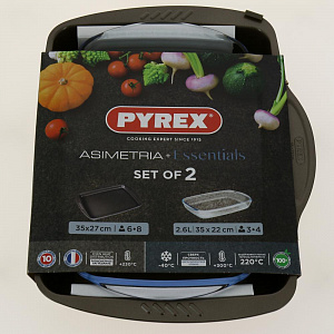 PYREX Набор для запекания 2 предмета (противень Asimetria 35*27см+форма стеклянная 35*22см) AS35RR0/248BN 000000000001190470