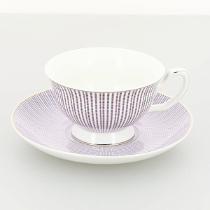 Чайная пара, чашка 200мл+блюдце, подарочная упаковка, Палитра, АРАБЕСКА ПУРПУРНАЯ,149-04035 000000000001183415