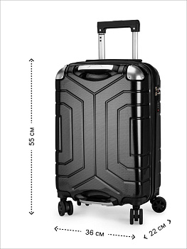 Чемодан на колесах S (36х22х55см) соты черный PC 000000000001226579
