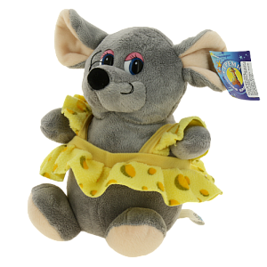 Мягкая игрушка символ года Мышь 0021 в "сырной" одежде/озвучена 21см КМИ5543 000000000001194982