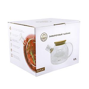 Чайник заварочный 900мл ND PLAY с бамбуковой крышкой стекло 000000000001212257