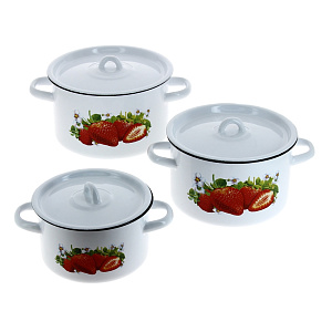 Набор посуды СТАЛЬЭМАЛЬ (1,5л+2,9л+3,9л) цилиндрическая форма эмалированная сталь 000000000001114769