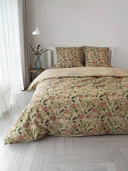 Комплект постельного белья2спDE'NASTIA (пододеяльник175х210смПростыня215х240смНаволочки70x70см-2шт)VisionЦветы/ОрнаментЗеленыйТемно-розовыйЖатыйХлопок 000000000001227506
