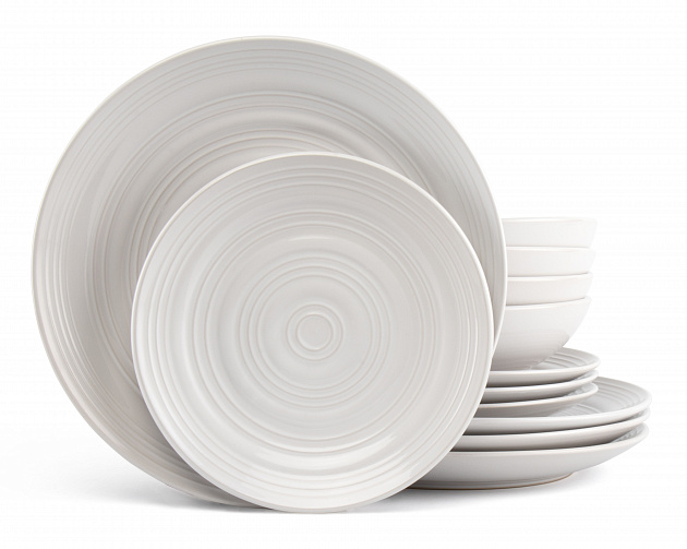 Набор посуды 12 предметов Grey (обеденная 26,5см-4шт, десертная 20см-4шт, салатник 20см-4шт) керамика 000000000001217936