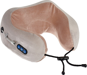 Подушка массажная для шейно-воротниковой зоны 27x12x25см BRADEX серо-бежевая терилен спандекс полиуретан ABS-пластик металл 000000000001210490