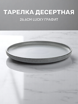 Тарелка десертная 21,6см LUCKY Графит матовый серый керамика 000000000001220288