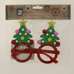 Маскарадные очки Ёлки из полипропилена с декором из нетканого материала (полиэфирные волокна) / 14x13см арт.80621 000000000001191305