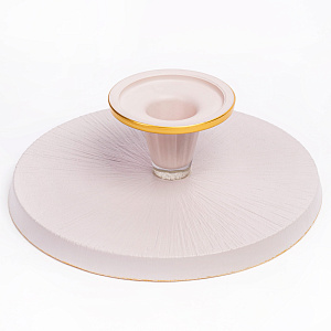 Блюдо на ножке 28см GLASSCOM золотая кайма champagne стекло 000000000001213182