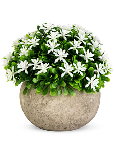 Цветок искусственный растение Мелкие цветы 13см белые в горшке 000000000001218484