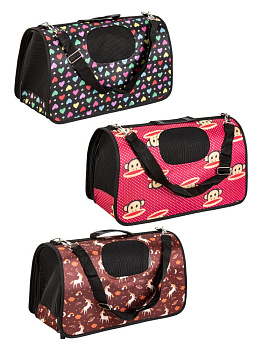 Переноска для животных 46х30х20см формованная СЕРДЕЧКИ черный 000000000001227865