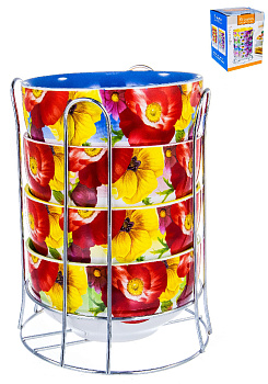 Набор салатников 4шт 560мл ХРИЗАНТЕМА металлический стенд керамика 000000000001178507