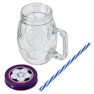 Кружка-банка 400мл Футбол прозрачная M020137/R030481 стекло 000000000001175931